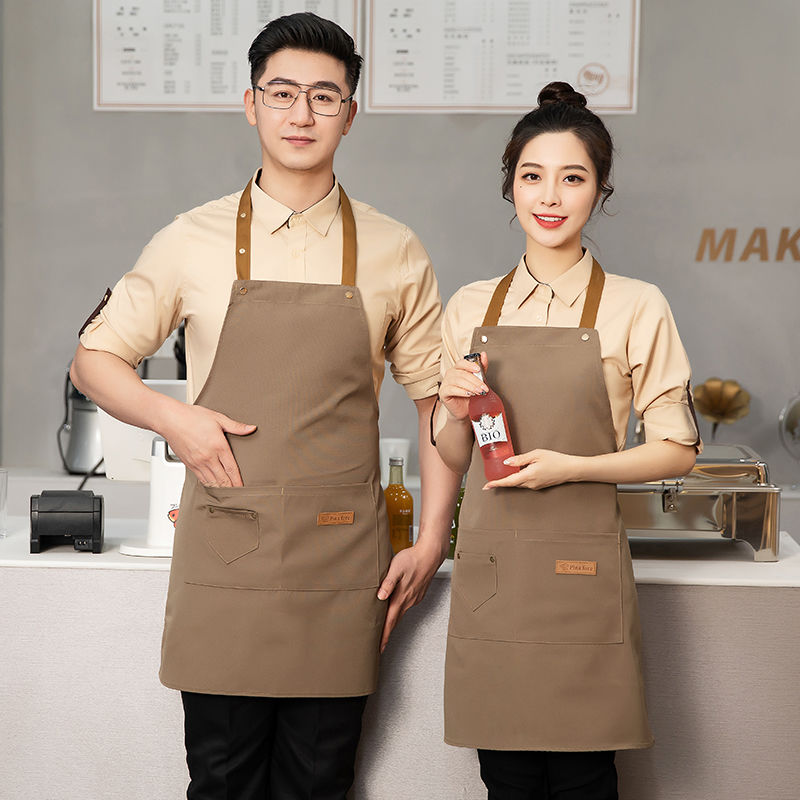 网红防水帆布围裙定制logo印字餐饮专用奶茶咖啡店工作服新款