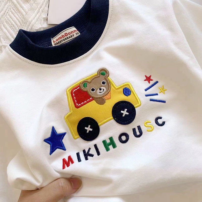Boys long-sleeved T-shirt bottoming shirt baby cute cartoon car casual tops children's clothing boys spring clothing