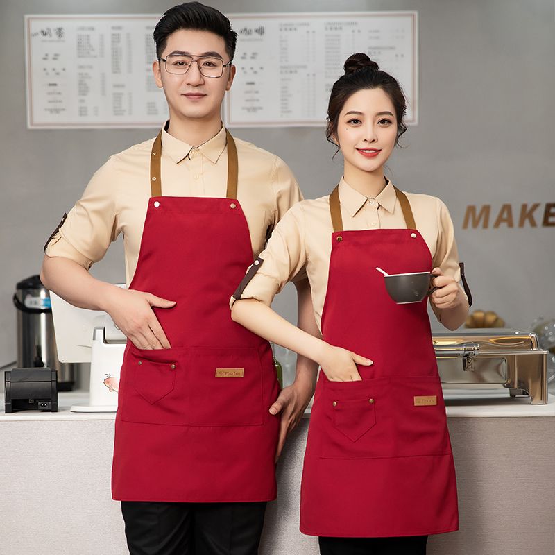 网红防水帆布围裙定制logo印字餐饮专用奶茶咖啡店工作服新款