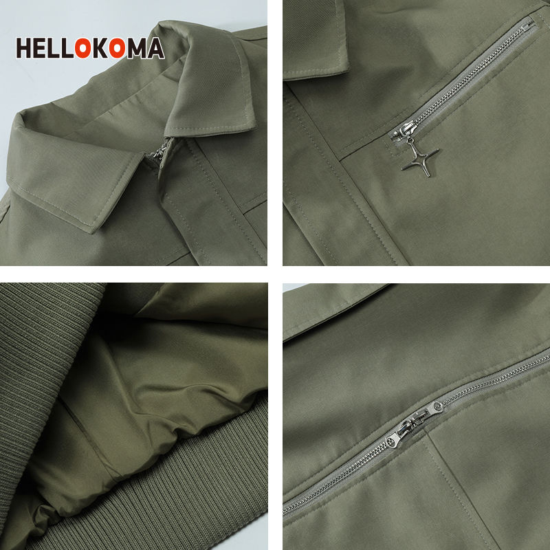 HK niche metal buckle zipper design ruffian handsome jacket female high-end sense lapel lazy style loose couple jacket male