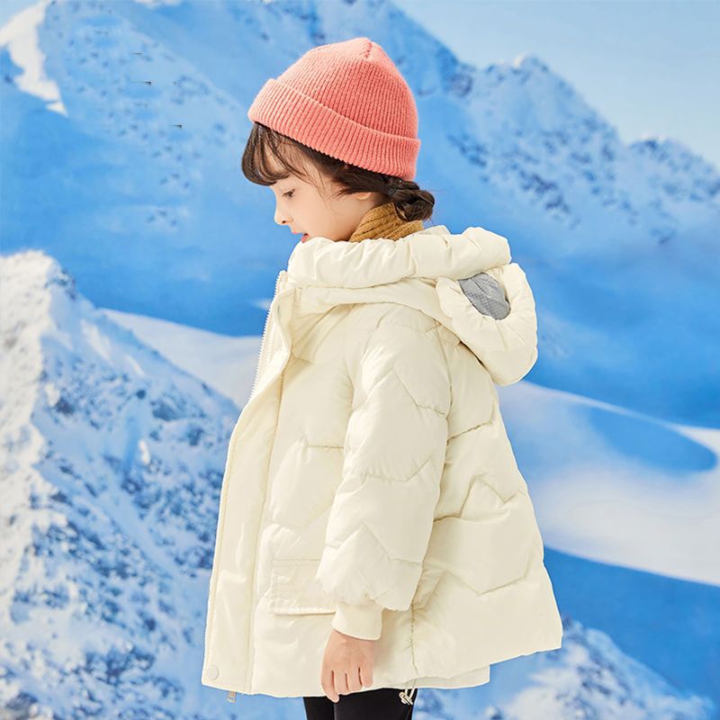 儿童免洗2022冬季新款耳朵中小童连帽外套加厚男女童宝宝短款棉服