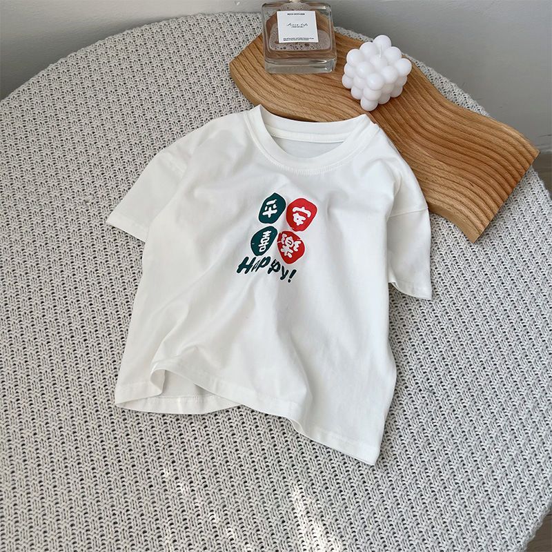 Children's short-sleeved t-shirt boys 2023 summer pure cotton new half-sleeved girls' children's clothing baby round neck top tide