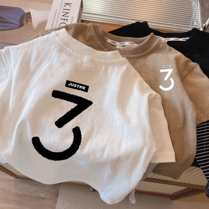 Boys T-shirt long-sleeved pure cotton spring and autumn thin section handsome children's clothing Korean version of children's fake two-piece bottoming shirt