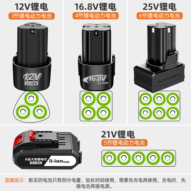 12V手电钻电池锂电池16.8V 21V充电钻电池电动螺丝刀充电器