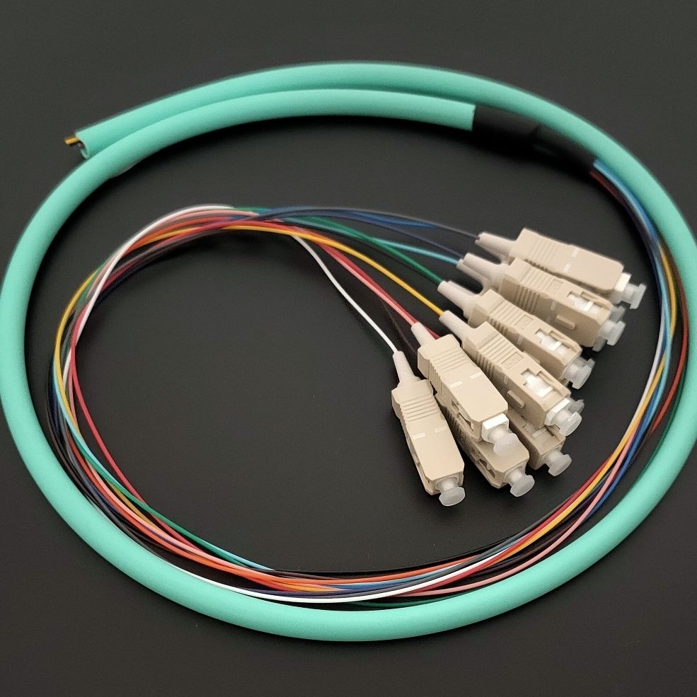 全新一体成品测试线12芯sc多模万兆om3-150束状尾纤阻燃光纤尾纤