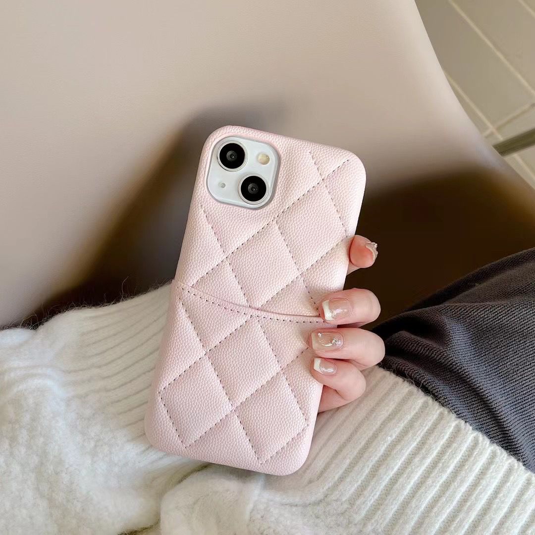 Black Leather Card Bag For IPhone15 14 Promax Phone Case Diamond IPhone 13Plus Phone Case 12 11 Mobile Phone Case Creativity_voghion.com