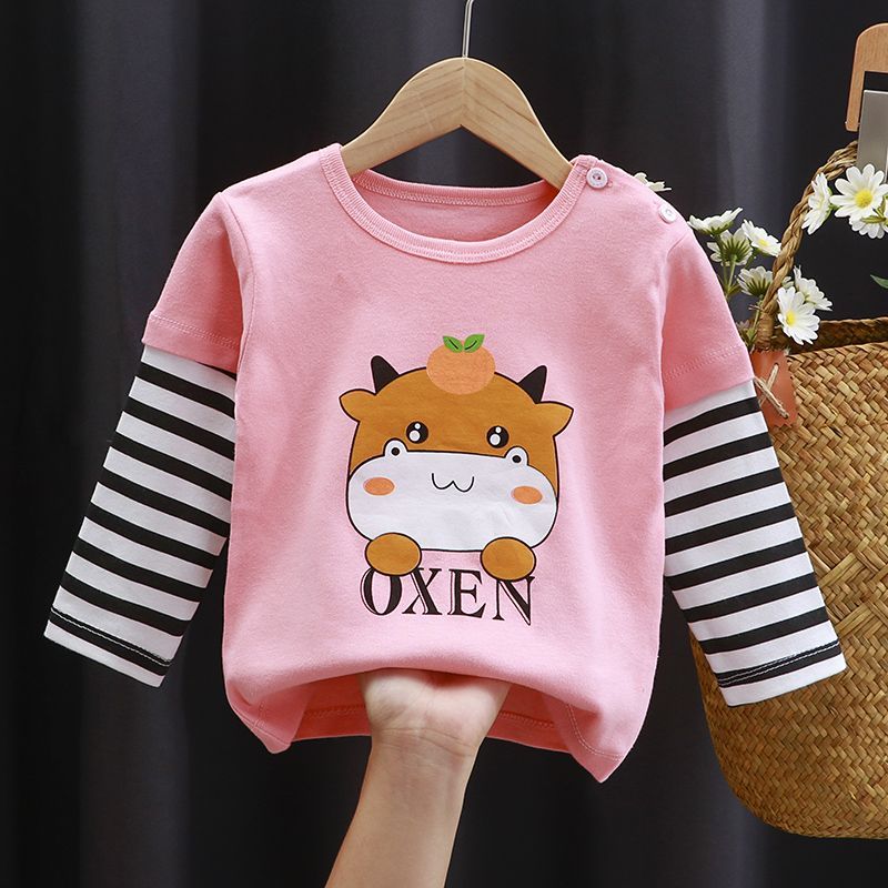 Children's long-sleeved T-shirt pure cotton boy's autumn clothes girls' bottoming shirt baby one-piece top baby clothes spring and autumn clothes 1