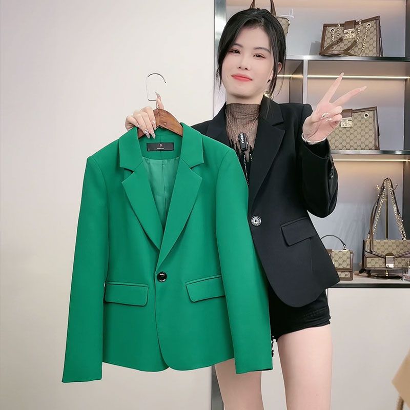 Coffee color suit jacket women's short section slim slim tops spring and autumn  new casual suits popular this year