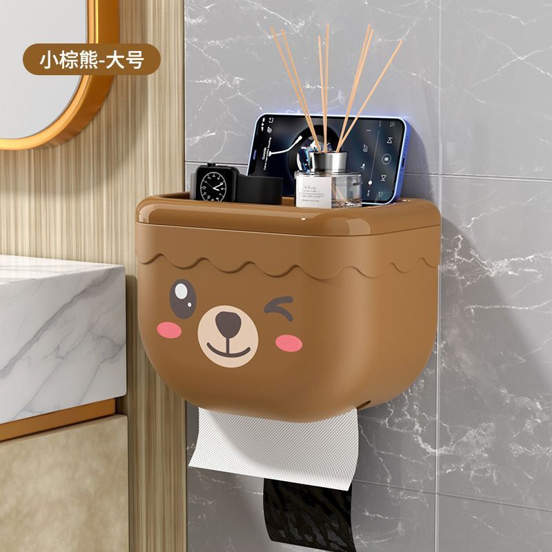 Toilet punch-free tissue box rack cartoon toilet waterproof wall-mounted bathroom roll paper toilet paper box
