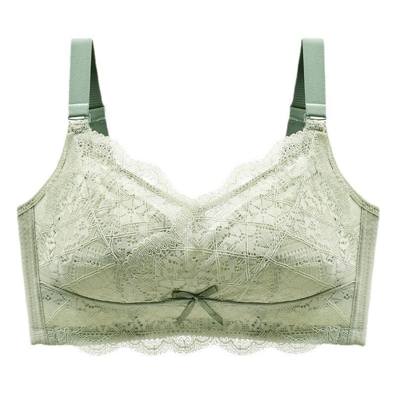 Embroidered lace ultra-thin underwear women's big breasts show small gathered adjustable breast-feeding anti-sagging ultra-thin bra