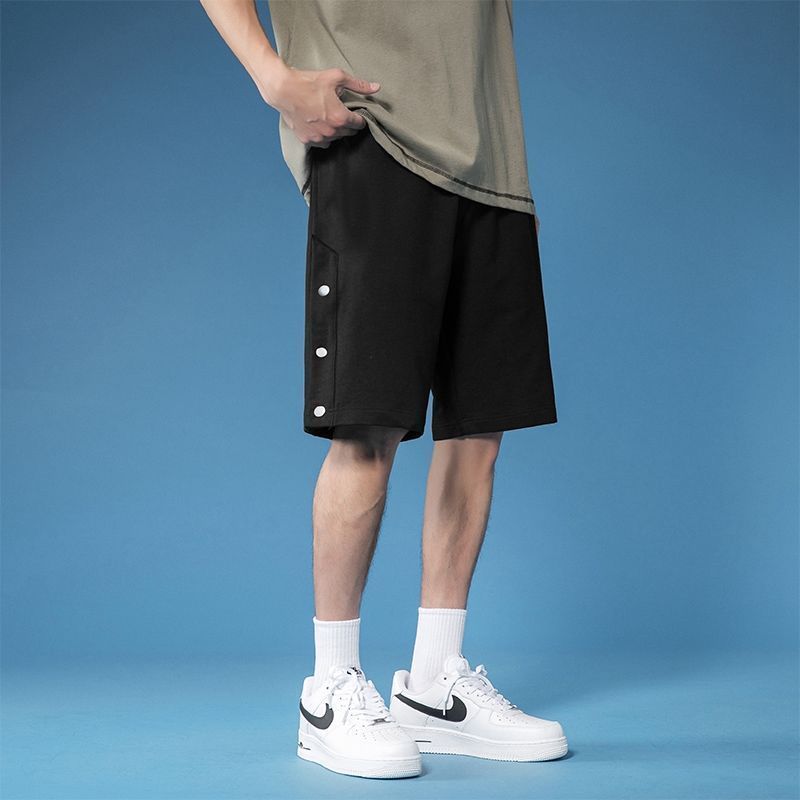 Side double-breasted shorts men's basketball sports pants full open buckle seconds off five-point pants loose fracture postoperative care pants