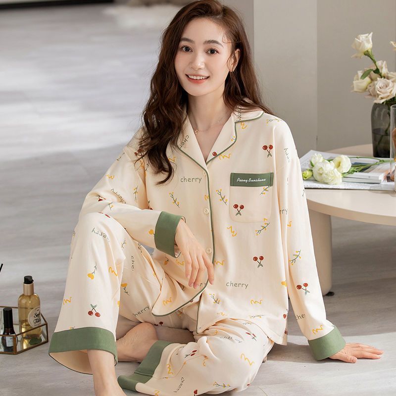 2023新款睡衣女士春秋季純棉長袖大碼月子服套裝冬天可外穿家居服