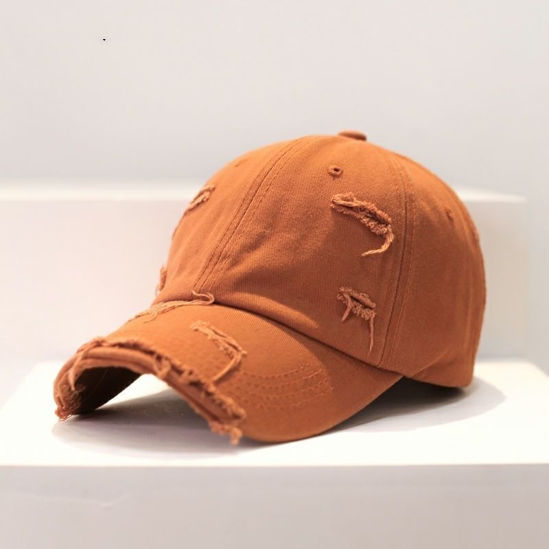 Retro nostalgic cowboy peaked cap with hole men's Korean version of the trendy all-match soft top curved eaves sunshade thin face hat for women