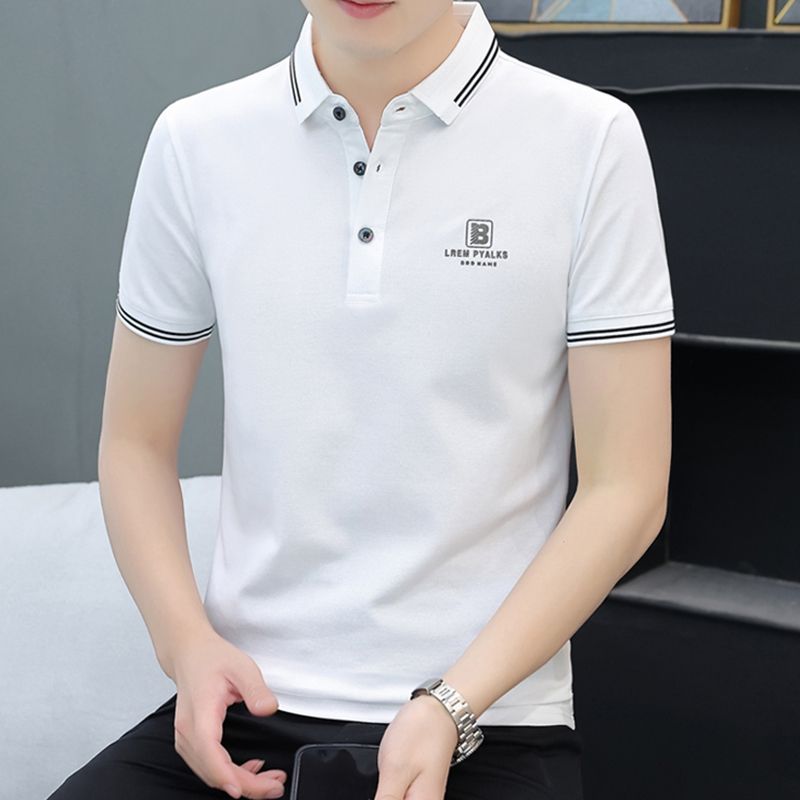 男士短袖T恤男珠地棉翻領半袖POLO衫有領男裝體恤打底衫上衣服t恤