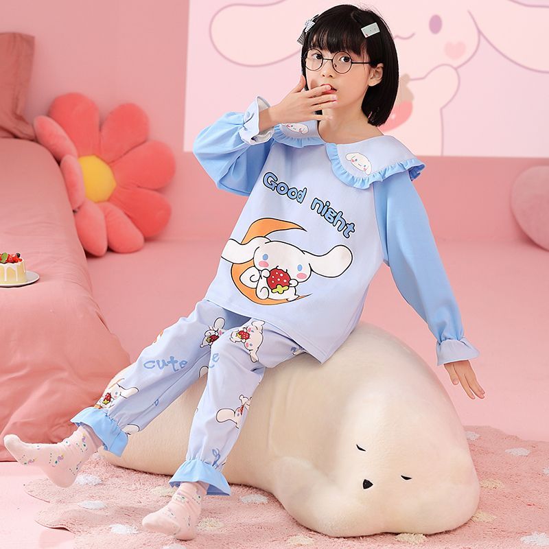 Spring and autumn children's pajamas, women's long-sleeved suits, girls' home clothes, middle-aged children's children's girls' pure cotton children's clothing hot styles