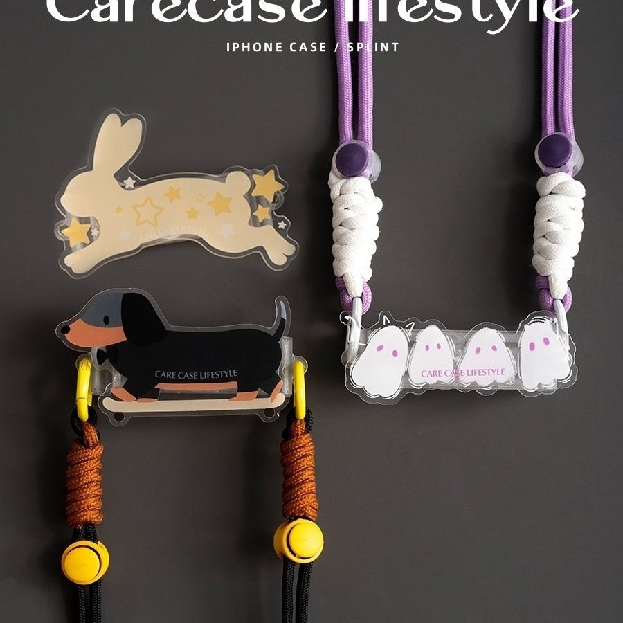 CARECASE Dachshund and Ghost Back Clip Lanyard Personality and Convenient Messenger Strap Hanging Neck Anti-lost Couple