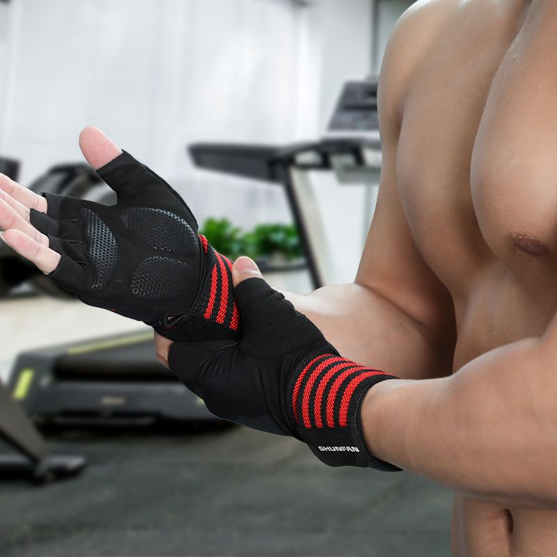 Men's Gloves, Non-slip, For Dumbbells And Barbells, Callus Protection, Integrated Wrist Support, Two-in-one Fitness_voghion.com