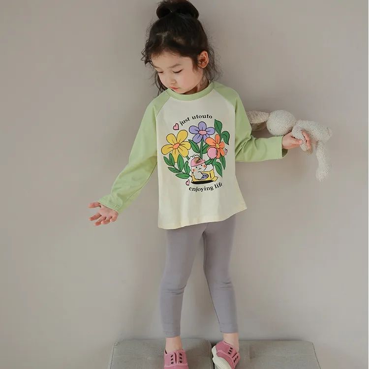 Children's t-shirt long-sleeved 2023 spring new t-shirt girl children's bottoming shirt Korean style wear t-shirt baby foreign style top