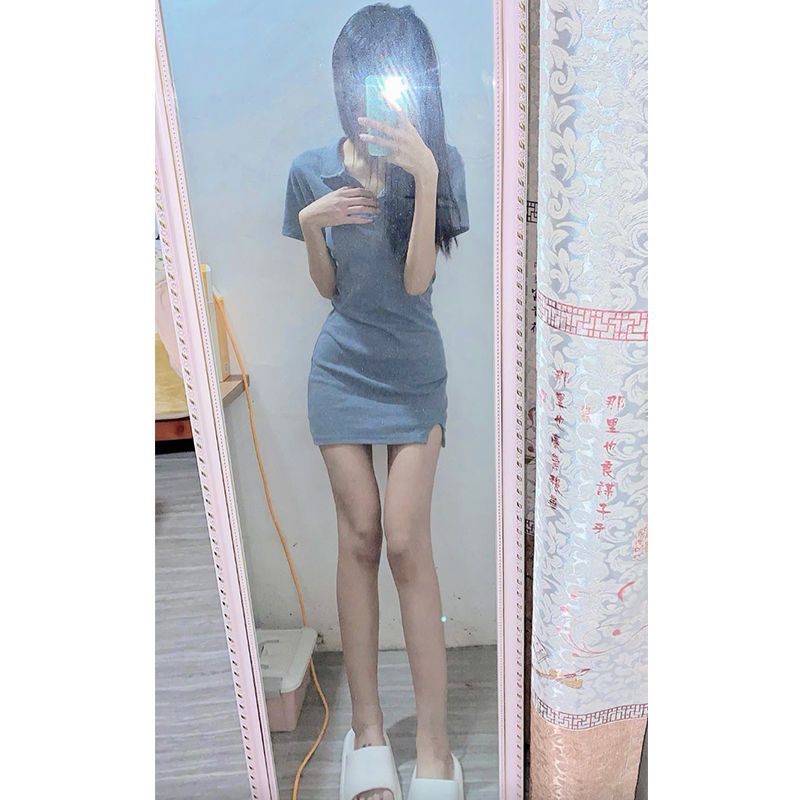 Pure desire sexy design sense niche spring and autumn 2023 new polo Korean version slim and versatile small skirt female