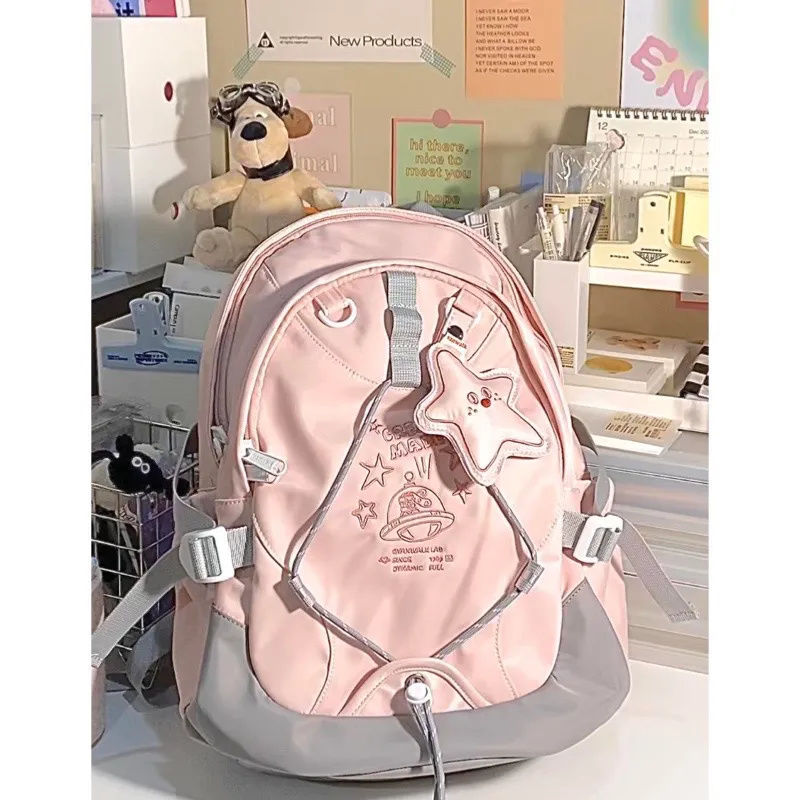 2023 Planet Rabbit homemade cute toffee rabbit backpack for schoolgirls with star pendant, lightweight schoolbag, sweet