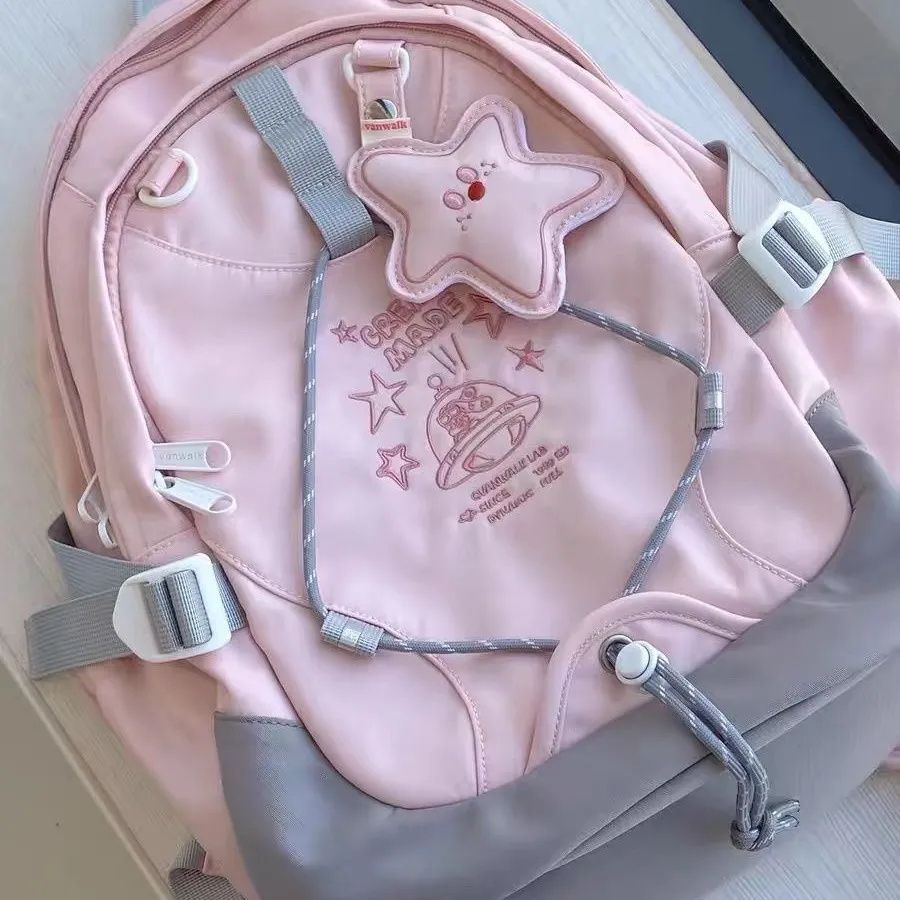 2023 Planet Rabbit homemade cute toffee rabbit backpack for schoolgirls with star pendant, lightweight schoolbag, sweet