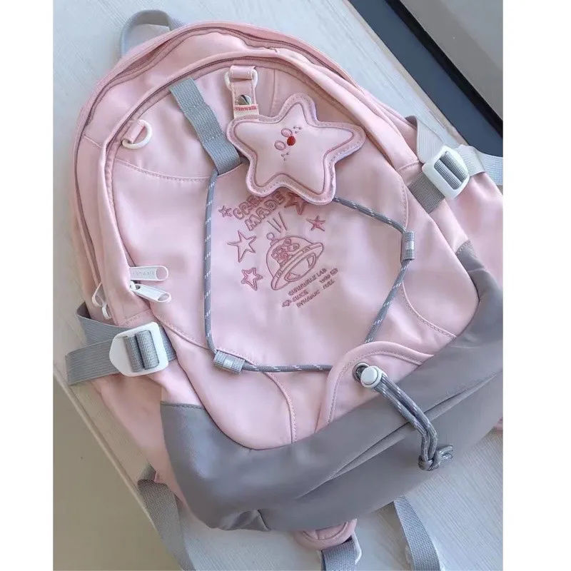 2023 Planet Rabbit homemade cute toffee rabbit backpack for schoolgirls with star pendant, lightweight schoolbag, sweet