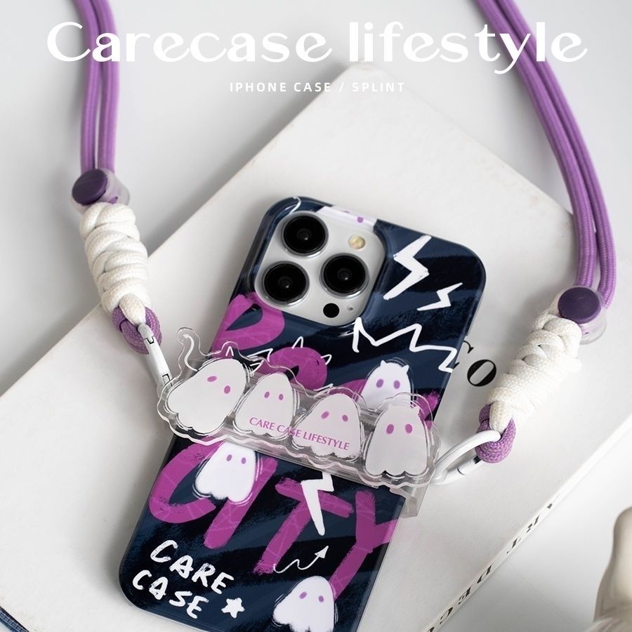 CARECASE Dachshund and Ghost Back Clip Lanyard Personality and Convenient Messenger Strap Hanging Neck Anti-lost Couple