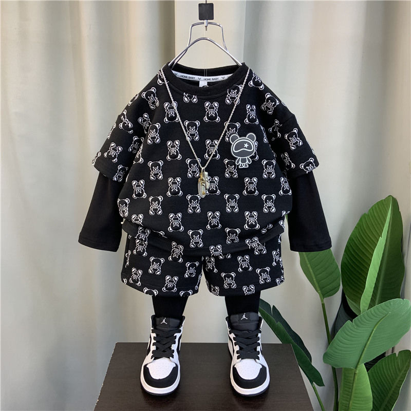 男童春裝套裝23新款洋氣寶寶春季酷帥炸街衣服小兒童網紅痞帥童裝