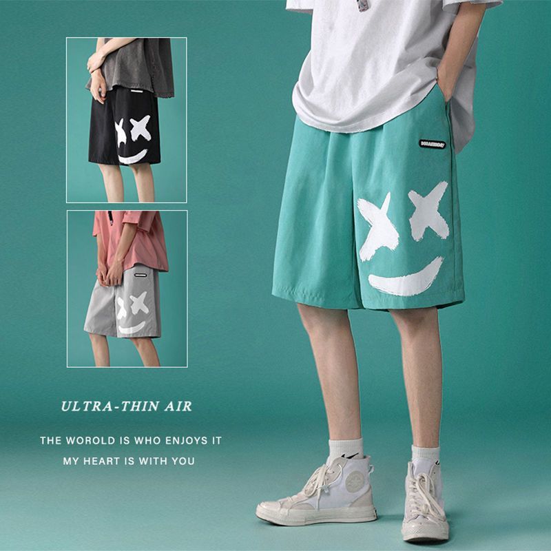 Shorts men's summer thin section trendy printing loose casual five-point pants ins Hong Kong trendy brand mid-pants beach pants