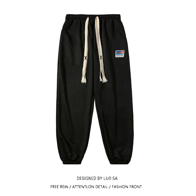 American high street casual trousers men's ins Hong Kong style all-match sports pants elastic waist handsome loose drape sweatpants