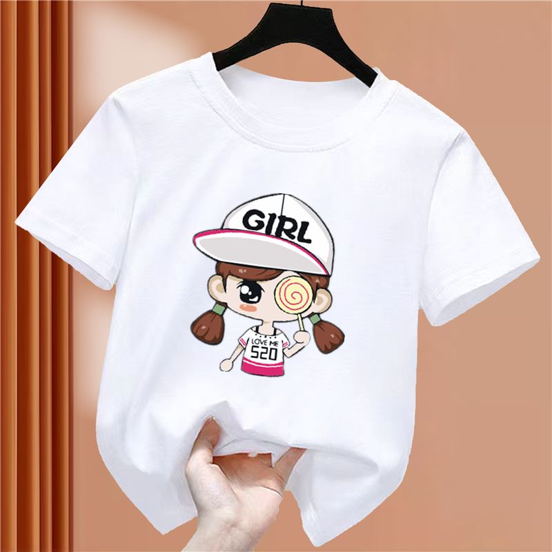 女童100%純棉短袖t恤2023夏季新款洋氣女孩上衣中大童透氣吸汗衫