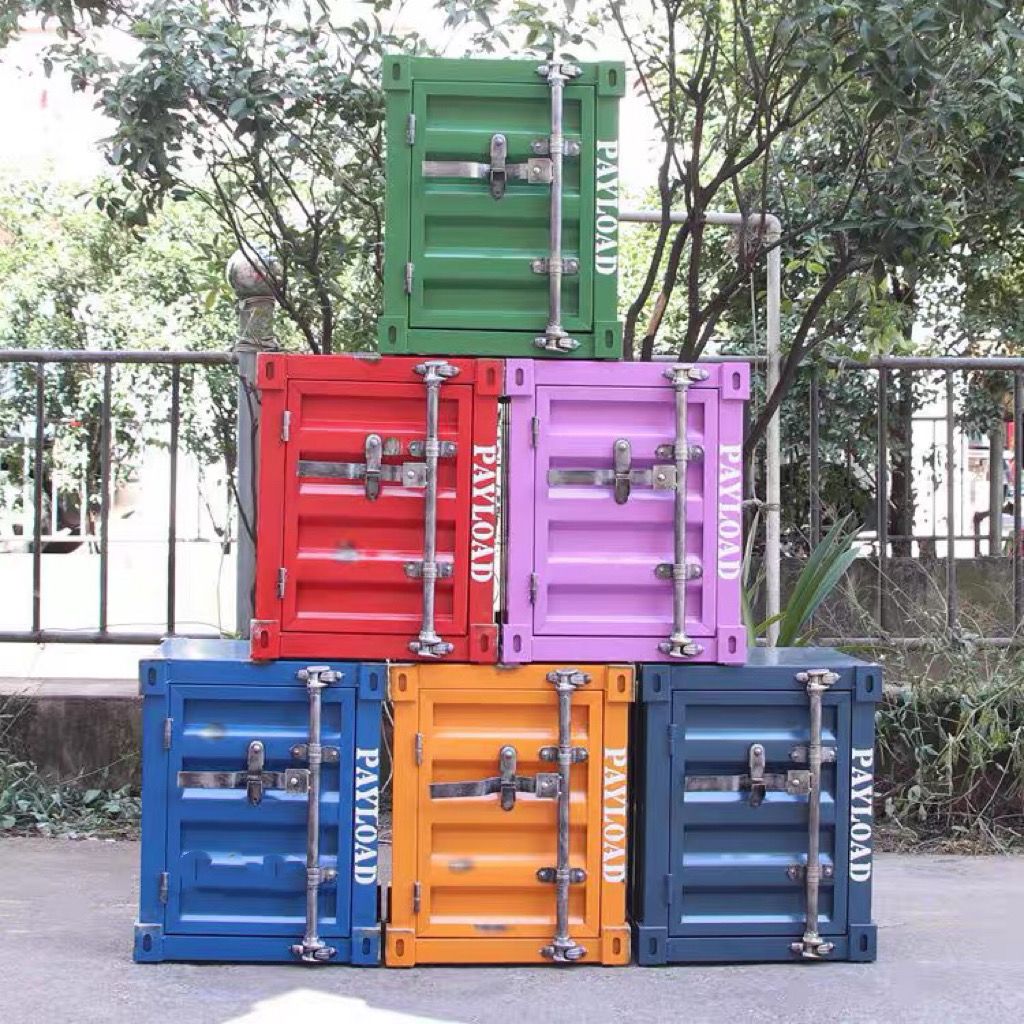 集装箱工业风床头小柜子铁艺床头柜创意办公_什么值得买