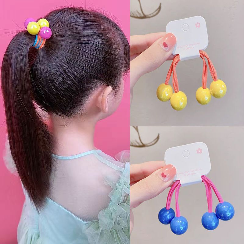 Korean version of children's candy-colored hair bands tied into ponytails with cute round balls and colorful rubber bands for children to tie their hair