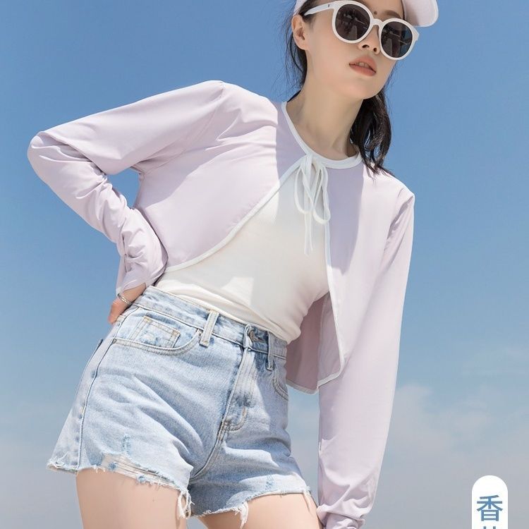  summer new ice silk sunscreen clothing small shawl women's UV protection thin section breathable cardigan can be worn outside for driving