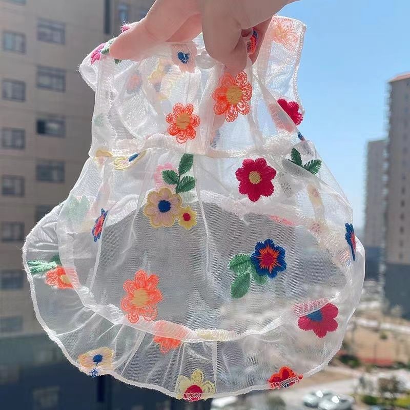 Pet Dog Clothes Summer Sunscreen Thin Mesh Skirt Princess Skirt Cat Summer Clothes Small Dog Teddy Bichon