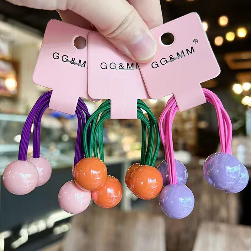 Korean version of children's candy-colored hair bands tied into ponytails with cute round balls and colorful rubber bands for children to tie their hair