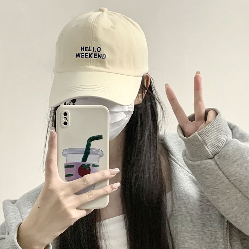 Peaked hat women's new spring and summer all-match show face small big head circumference baseball cap letter embroidery curved eaves sunshade tide