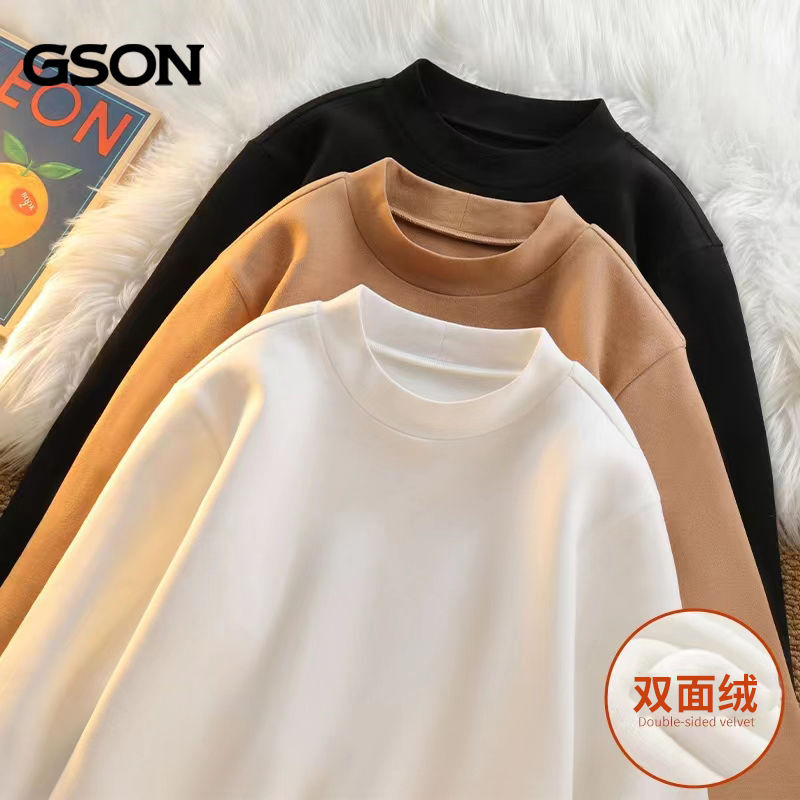 GSON男裝長袖t恤男士潮牌帥氣半高領保暖上衣冬季打底衫