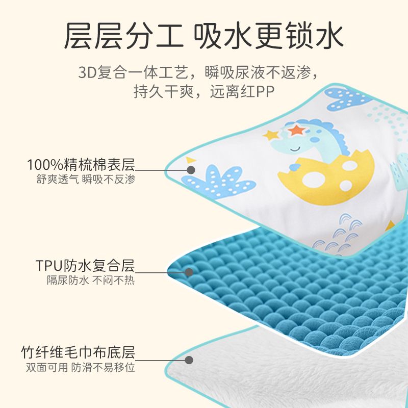 贝肽斯宝宝隔尿垫防水防漏可洗纯棉四季可用儿童隔尿布姨妈防漏垫