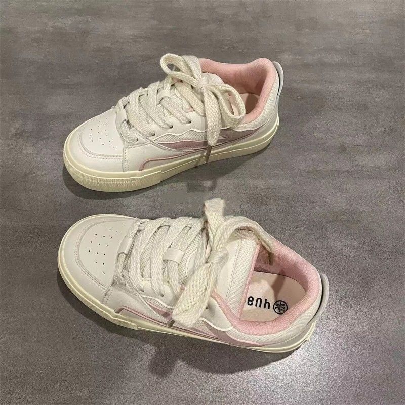 Spring explosive girl pink shoes  new original thick-soled white shoes women's all-match casual sports shoes