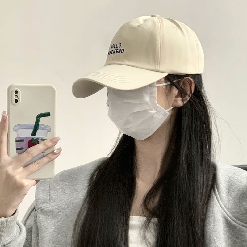 Peaked hat women's new spring and summer all-match show face small big head circumference baseball cap letter embroidery curved eaves sunshade tide