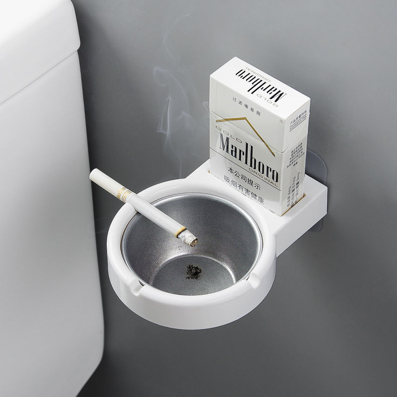烟灰缸防飞灰壁挂式免打孔客厅家用烟灰盒厕所办公室创意个性烟缸