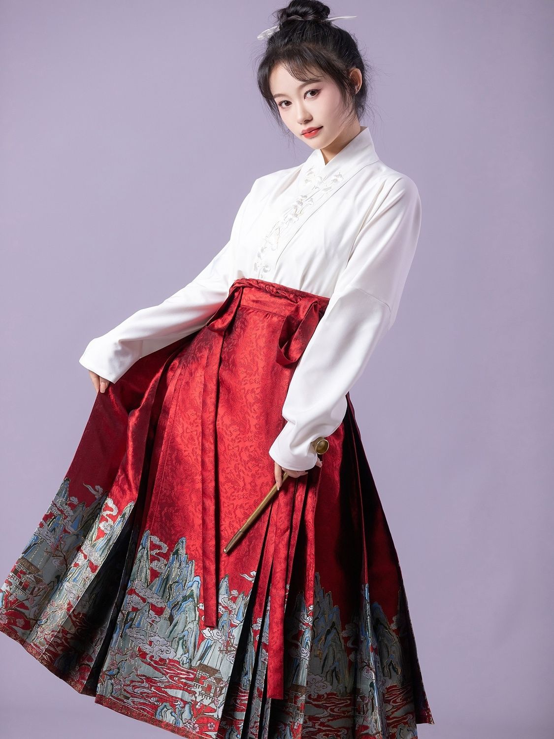原创明制汉服女织金妆花马面裙【千里江山】改良飞机袖新中式日常拼多多 