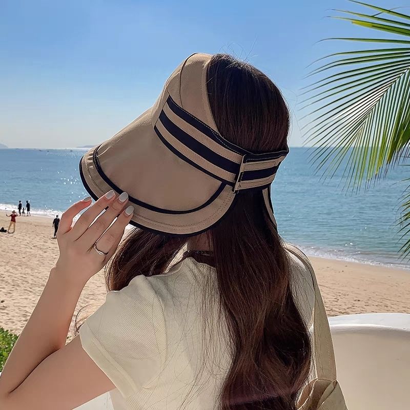 Hat women's summer sun hat foldable vinyl sun hat anti-UV cover face half-empty sun hat