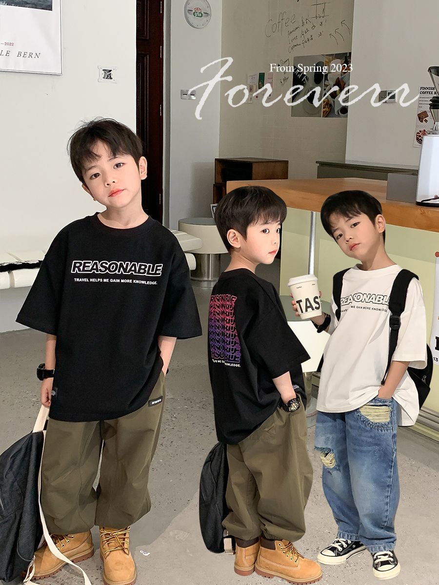 Summer new children's clothing spring clothing 2023 new boys' T-shirt short-sleeved children's half-sleeved Korean style tops foreign style trendy models