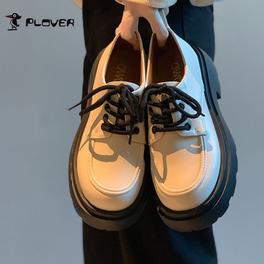 PLOVER正品英倫風小皮鞋女2023春季新款厚底松糕單鞋小眾樂福鞋潮