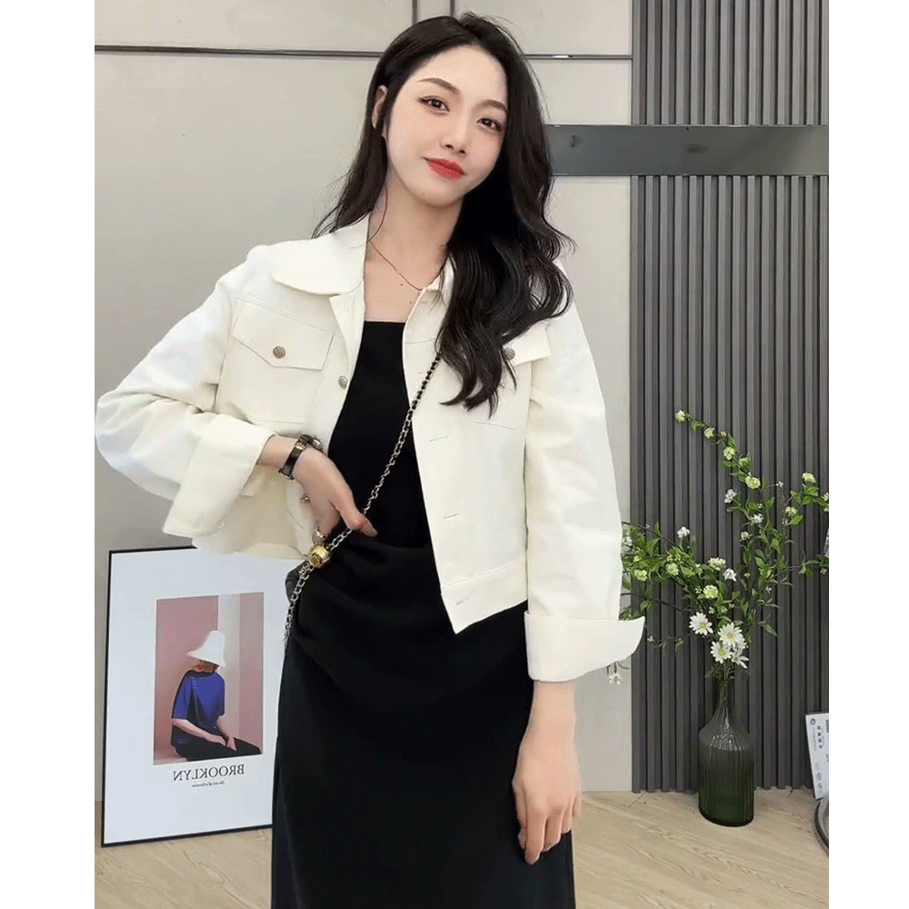 Short shirt jacket square collar suspender dress suit  autumn new style mid-length casual two-piece set for women