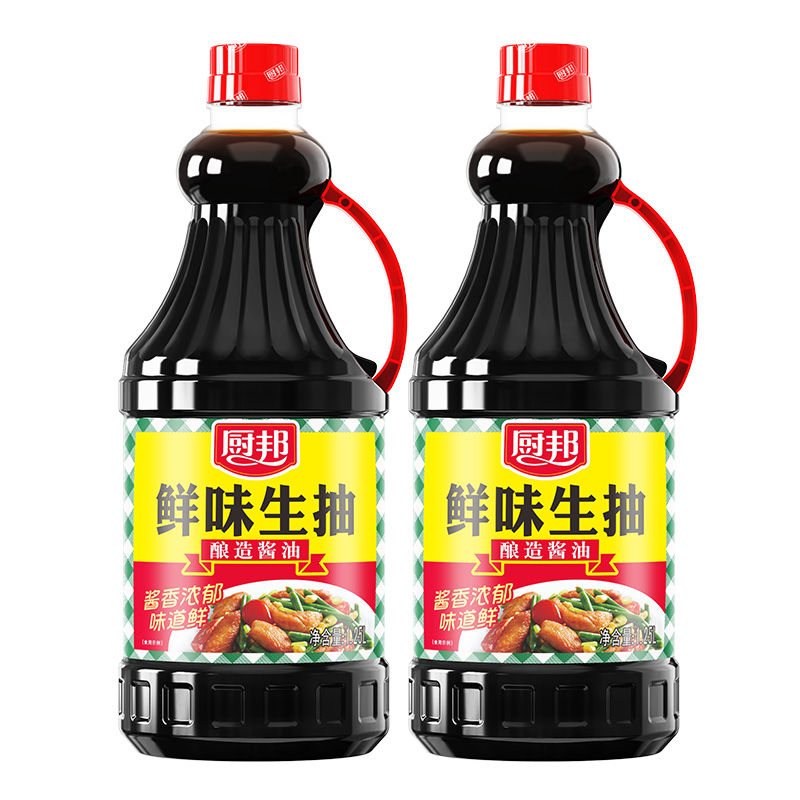 厨邦酱油鲜味生抽900ml*2 酿造酱油老抽家用炒菜提鲜实惠装两瓶装