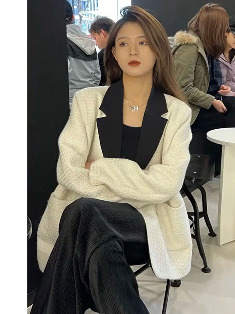 Design sense temperament suit women spring  new loose Korean version mid-length small fragrant wind niche suit jacket