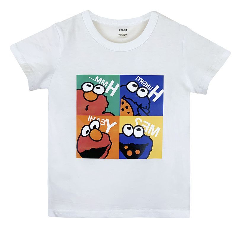 Summer new cotton short-sleeved T-shirt boys' clothing round neck foreign style cartoon cute Sesame Street children's top trend